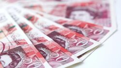 British ï¿½50 notes. Stock Footage