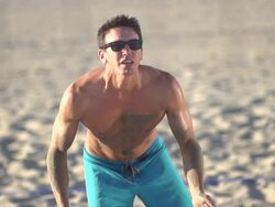 Man playing beach volleyball. - Slow Motion - filmed at 240 fps Stock Footage