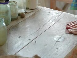 potter prepares a place to work Stock Footage