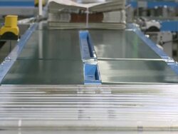 CU Conveyor belt at newspaper print office / Frankfurt, Hesse, Germany Stock Footage