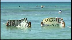 Bilateral meeting between Peru and Canada, surfers' protest News Clip