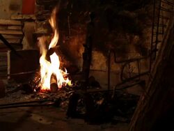 Log Fire for a Warm Fireplace Stock Footage
