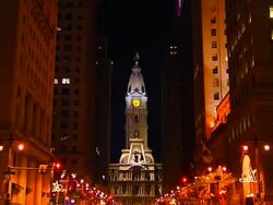 Philadelphia City Hall Night Zoom_1 (1080/24P) Stock Footage