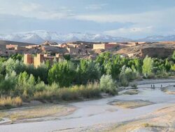 WS Atlas Mountains behind Boumalne du Dades in Dades Valley / Morocco Stock Footage