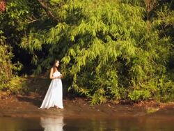Young woman walking at forest, Kerala, India Stock Footage
