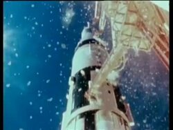 WA Apollo Saturn 7 ignition, CU low angle view of rocket launch, Cape Kennedy, Florida, USA Stock Footage