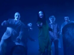 HD DOLLY: Zombie Corpses Beckoning In A Cemetery Stock Footage