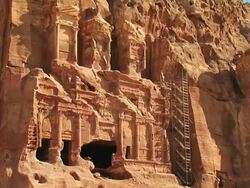 WS TU View of Monastery / Petra, Jordan Stock Footage