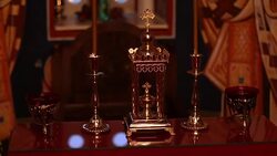 Cross,Holders for candles and Prayer Candles Stock Footage