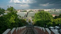 Aerial Time Lapse of Vehicle at Chain Bridge, Budapest Stock Footage