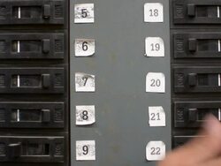 Off toggle switches electric panel Stock Footage