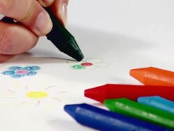 MS Shot of Painting with wax crayons / Saarburg, Rhineland Palatinate, Germany Stock Footage