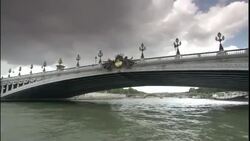 The Pont Neuf crosses the River Seine in Paris. Stock Footage