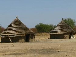 WS View of rural huts in refugee camp / Juba, Central Equatoria, Sudan  Stock Footage