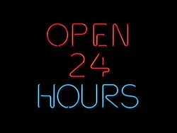 Open 24 Hours neon sign Stock Footage