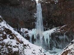 Kegon Waterfall (Kegon no taki) in winter Stock Footage