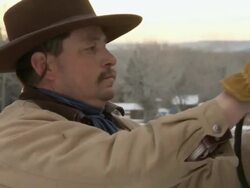 CU Cowboy horse whisperer stroking horse on face and neck / Shell, Wyoming, United States Stock Footage