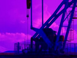 HD: Pump Jack Silhouette Stock Footage