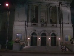 WS View of Ornate Building with colums museum / Pennsylvania, United States Stock Footage