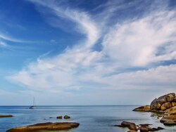 Stone, sea and sky - morning sketch Stock Footage