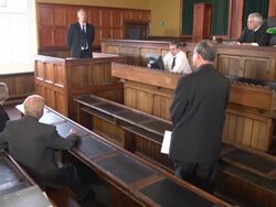 Barrister Questioning Witness in Court case Stock Footage