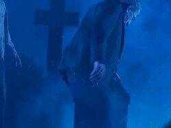 HD: Shocking Zombie Behind A Tombstone Stock Footage