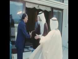 SYND 3 6 76 EGYPTIAN PRESIDENT SADAT MEETS FOREIGN MINISTERS OF KUWAIT AND SAUDI ARABIA IN ALEXANDRIA News Clip