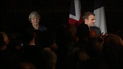 Theresa May and Emmanuel Macron attend reception at the Victoria and Albert Museum News Clip