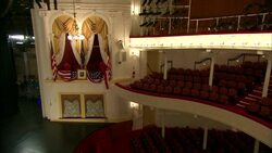 Seating and Presidential box of Ford's Theatre (assassination place of Abraham Lincoln) Stock Footage