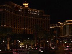 Las Vegas Boulevard Strip traffic near Bellagio in Las Vegas Stock Footage