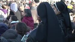 Thousands of pilgrims gather in St Peter's Square for Pope Benedict's last general audience News Clip