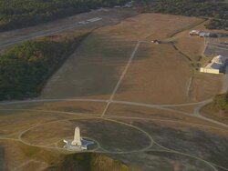 WS AERIAL TD View of Kitty Hawk Wright Brothers Memorial / North Carolina, United States Stock Footage