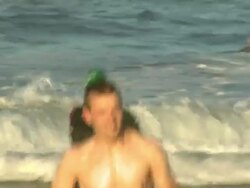 ATMOSPHERE - Swimmers Nautica Malibu Triathlon Presented by Equinox on 9/8/13 in Malibu, CA. Stock Footage