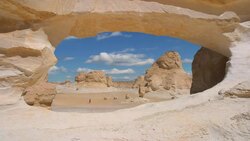 rock arch in the white desert of egypt Stock Footage