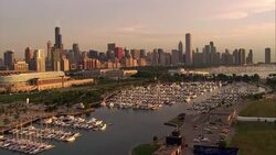 Boats fill a marina in Chicago, Illinois. Stock Footage