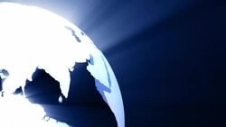 Rays of light shine from glowing white continents on a spinning, transparent Earth. Stock Footage