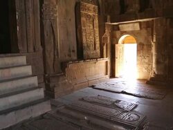 Noravank monastery, interior of Surb Karapet church Stock Footage