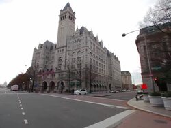 Driving through a street in Washington DC near the U.S. Library of Congress on a cloudy day. Stock Footage