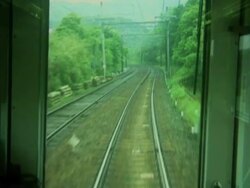 Train on mountain side, Japan Stock Footage