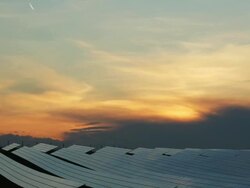 HD Solar Park at Dusk Time Lapse (4:2:2@100 Mb/s) Stock Footage