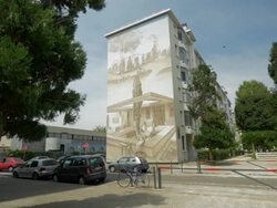 Murs Peints Les Cities Ideales,Ideal City Murals in the Etats Unis area of Lyons,PAN Stock Footage