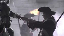 A military leader on horseback receives a message from a carrier in a French Revolution uniform. Stock Footage