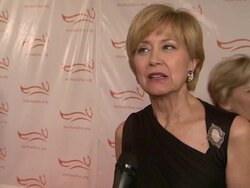 INTERVIEW: Jane Pauley has interview Michael J Fox several times andadmires his tenacity.  Research for a cure Parkinson will help other disorders Stock Footage