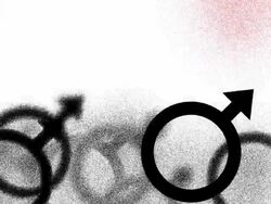 FEMALE / MALE : one female_red, white back - (TRANSITION) Stock Footage