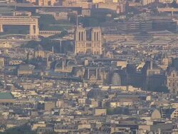 WS AERIAL View of rooftops of Louvre to Notre Dame / Paris, France Stock Footage