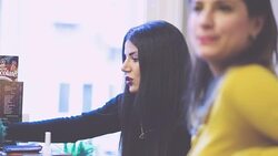 Joyfull friends talking in restaurant Stock Footage