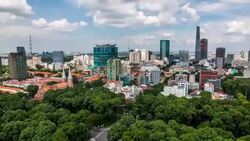 WS T/L View of Ho Chi Minh City downtown / Ho Chi Minh City, Southeastern, Vietnam Tilt Stock Footage