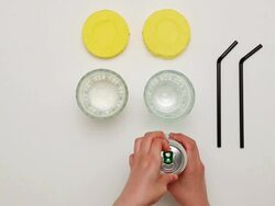 MS Human hand pouring beverage in glass and cleaning can / Seoul, South Korea Stock Footage