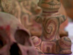 Close-ups of Amazonian artifacts from Goeldi Museum Stock Footage