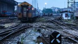 railway junction at twilight,time lapse Stock Footage